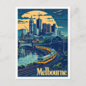 Carte Postale Illustration Vintage voyage de Melbourne Australie (Devant)