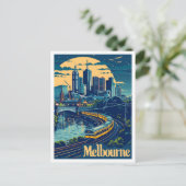 Carte Postale Illustration Vintage voyage de Melbourne Australie (Debout devant)