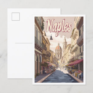 Carte Postale Illustration Vintage voyage de Naples Italie