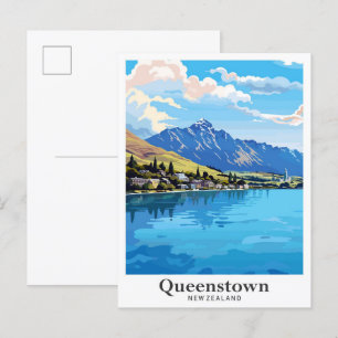 Carte Postale Illustration Vintage voyage de Queenstown en Nouve
