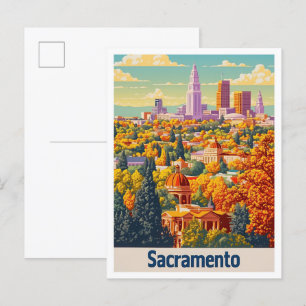 Carte Postale Illustration Vintage voyage de Sacramento en Calif