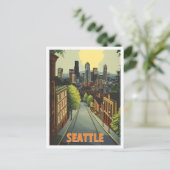 Carte Postale Illustration Vintage voyage de Seattle Washington (Debout devant)