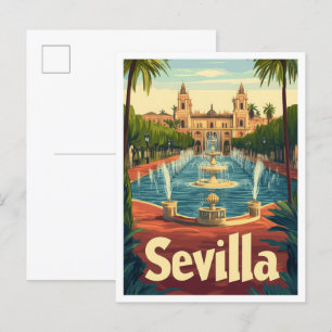Carte Postale Illustration Vintage voyage de Sevilla Espagne