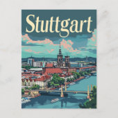 Carte Postale Illustration Vintage voyage de Stuttgart Allemagne (Devant)