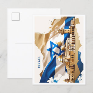 Carte Postale Illustration Vintage voyage d'Israël