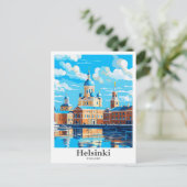 Carte Postale Illustration Vintage voyage Helsinki Finlande (Debout devant)