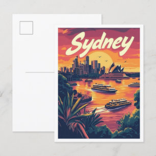 Carte Postale Illustration Vintage voyage Sydney Australie