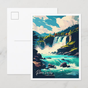 Carte Postale Illustration voyage de Rhin Falls Suisse