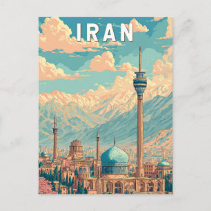 Carte Postale Illustration Voyage Iran Art Vintage