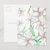 Carte Postale Illustration White Lilies (Devant / Derrière)