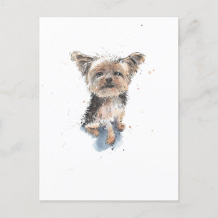 Carte Postale Illustration Yorkshire Terrier, drôle Chien Yorkie