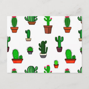 Carte Postale Illustrations de cactus mignons sur fond blanc