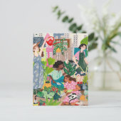 Carte Postale Illustrations de femmes du jardinage urbain (Debout devant)