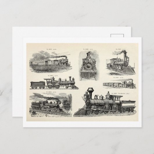 Carte postale Illustrations de train vintage (Devant / Derrière)