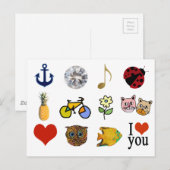 Carte Postale illustrations mignonnes (Devant / Derrière)