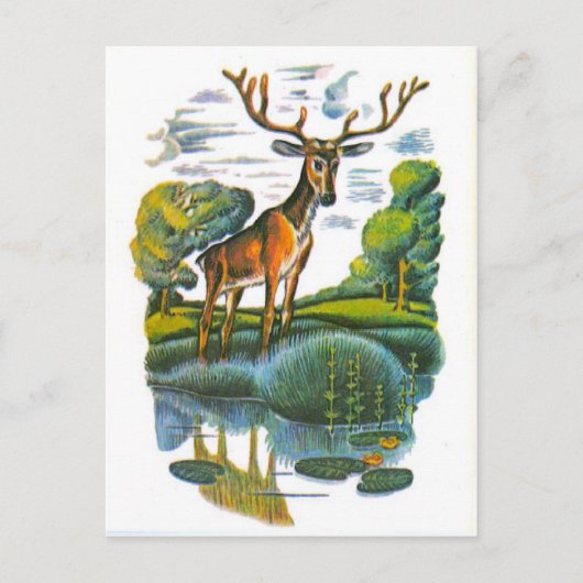 Carte Postale Illustrations russes vintages, fables d'Aesop 4 (Devant)