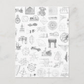 Carte Postale Illustrations scientifiques vintages Motif noir bl (Devant)