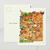 Carte postale illustrée colorée de l'Arizona (Devant / Derrière)