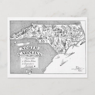 Carte postale illustrée de Caroline du Nord