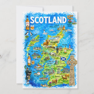 Carte postale illustrée de l'Écosse à l'aquarelle