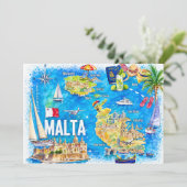 Carte postale illustrée de l'île de Malte (Debout devant)