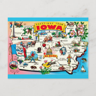 Carte postale illustrée de l'Iowa