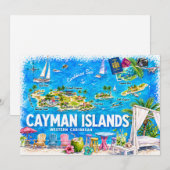 Carte postale illustrée des îles Caïmans (Devant / Derrière)