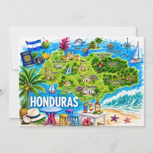 Carte postale illustrée du Honduras (Devant)