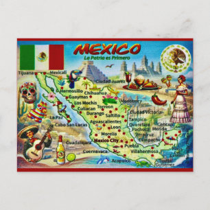 Carte postale illustrée du Mexique