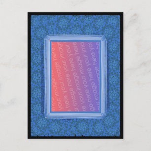 Carte postale illustrée en mosaïque bleue