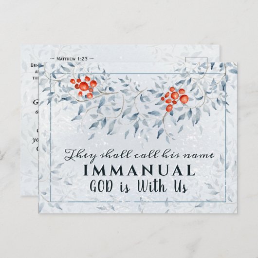 Carte Postale Ils appelleront Son nom Emmanuel, Noël (Devant / Derrière)