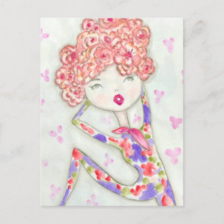 Carte Postale Ilustración de chica con una pose muy especial
