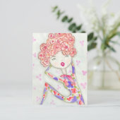 Carte Postale Ilustración de chica con una pose muy especial (Debout devant)