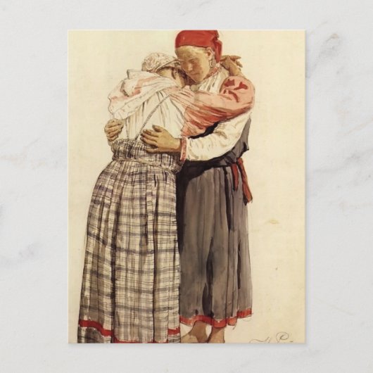 Carte Postale Ilya Repin : Deux femmes (Devant)