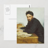 Carte Postale Ilya Repin- Portrait de l'écrivain Vsevolod Garshi (Devant / Derrière)