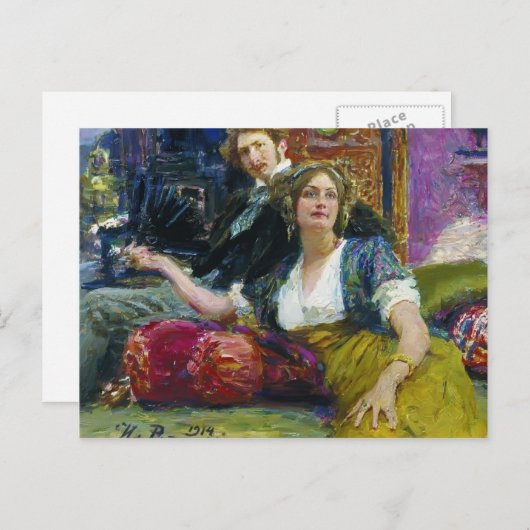 Carte Postale Ilya Repin- Portrait de Mitrofanovich Gorodetsky (Devant / Derrière)