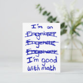 Carte Postale I'm à Engineer, I'm Good With Math Postcards (Debout devant)