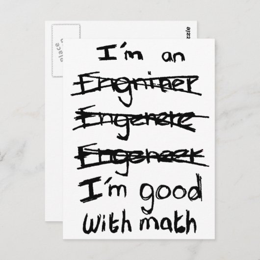 Carte Postale I'm à Engineer, I'm Good With Math Postcards (Devant / Derrière)