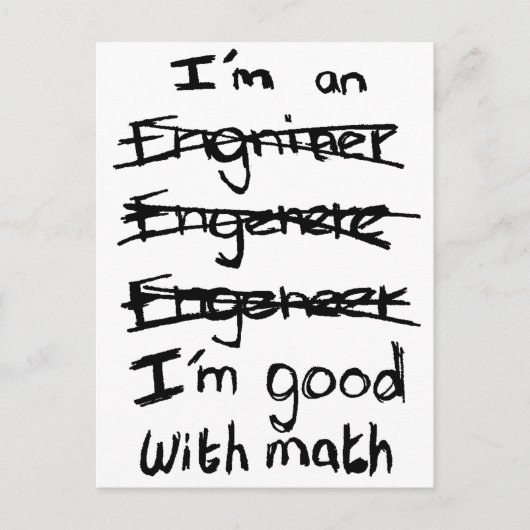 Carte Postale I'm à Engineer, I'm Good With Math Postcards (Devant)