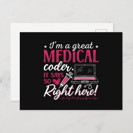 Carte Postale I'm A Great Medical Coder ICD Coding Programmer (Devant / Derrière)