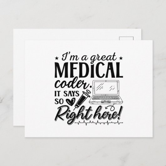 Carte Postale I'm A Great Medical Coder ICD Programmer Coding (Devant / Derrière)