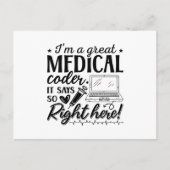 Carte Postale I'm A Great Medical Coder ICD Programmer Coding (Devant)
