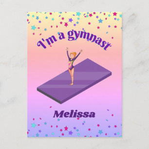 Carte Postale I'm A Gymnast - Girl with/ Leotard on Purple Gym M