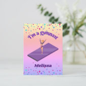 Carte Postale I'm A Gymnast - Girl with/ Leotard on Purple Gym M (Debout devant)