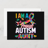 Carte Postale I'm a Proud Autism Aunt Autism Awareness Puzzle Pi (Devant / Derrière)