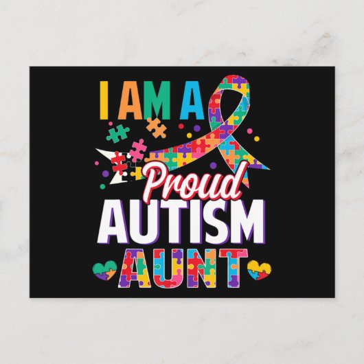 Carte Postale I'm a Proud Autism Aunt Autism Awareness Puzzle Pi (Devant)