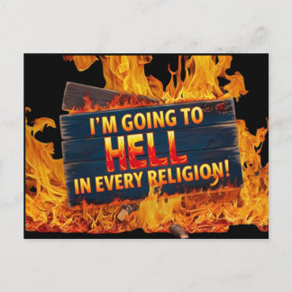 Carte Postale I'm Going to Hell in Every Religion Postcard