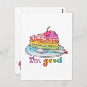 Carte Postale I'm Good, Kawaii Cartoon Rainbow Cake Postcard (Devant / Derrière)