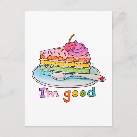 Carte Postale I'm Good, Kawaii Cartoon Rainbow Cake Postcard (Devant)