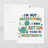 Carte Postale I'm not misbehaving I have autism (Devant / Derrière)